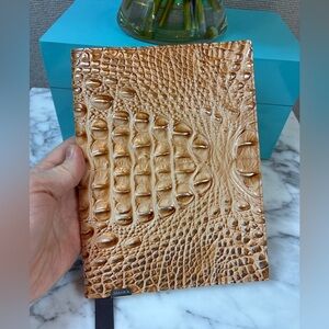 Brahmin Honey Brown Melbourne Croc Embossed Leather Journal Notebook - NWT
